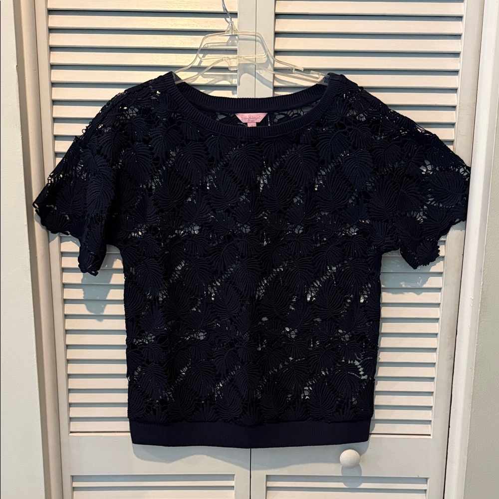 Lilly Pulitzer Navy Lace Top